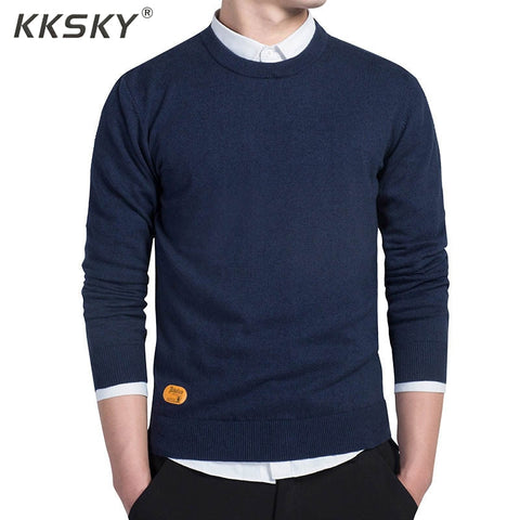 Mens Cotton Sweater Pullovers Men O-neck Sweaters Jumper black Autumn Thin Male Solid Knitting Clothing Grey Black M-3xl New