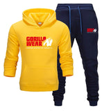 Tracksuit Fashion GORILLA WEAR Sportswear Two Piece Sets All Cotton Fleece Thick hoodie+Pants Sporting Suit
