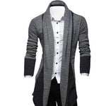 Men Long Sleeve Color Blocks Patchwork Knitted Loose Plus Size Long Coat Cardigan Suitable for work travel