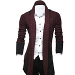 Men Long Sleeve Color Blocks Patchwork Knitted Loose Plus Size Long Coat Cardigan Suitable for work travel