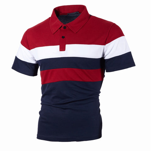Men polo Men Shirt Short Sleeve Polo Shirt Chest Three Stripe Color Stitching Fashion Lapels Men Short Sleeve Men Polo Shirt 5XL