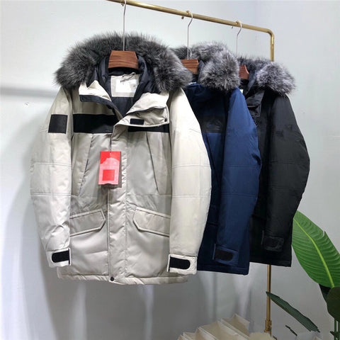 MENNE men jacket Goose down jacket men's winter coat outdoor men's jacket Detachable fur collar luxury jacket  80% Goose down