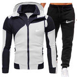 Men's casual suit 2020 winter new zipper jogger sportswear zipper hoodie + pants 2PC suit men's sportswear sports suit clothing