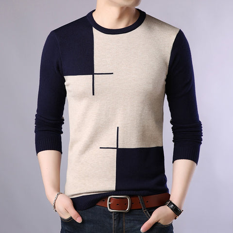 2020 Autumn Casual Men's Sweater O-Neck Slim Fit Knittwear Mens Sweaters Pullovers Pullover Men Pull Homme M-3XL